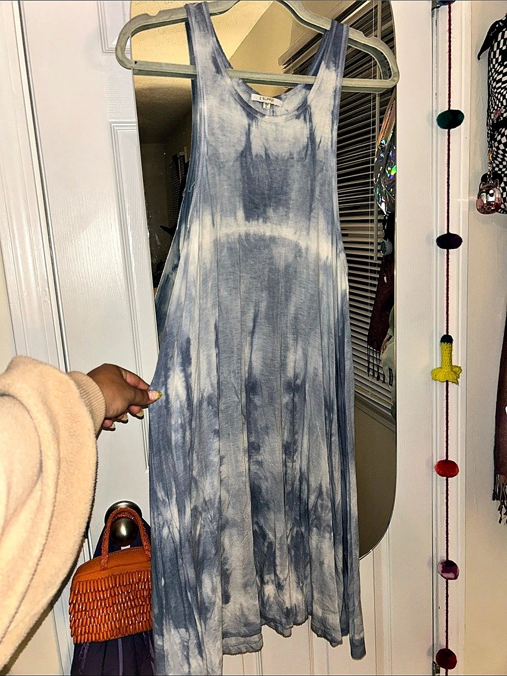 Z Supply Tie-Dye Midi Dress in Blue & White Size Large Like New